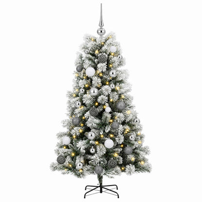vidaXL Artificial Hinged Christmas Tree with Baubles 120 cm 150 LEDs 4