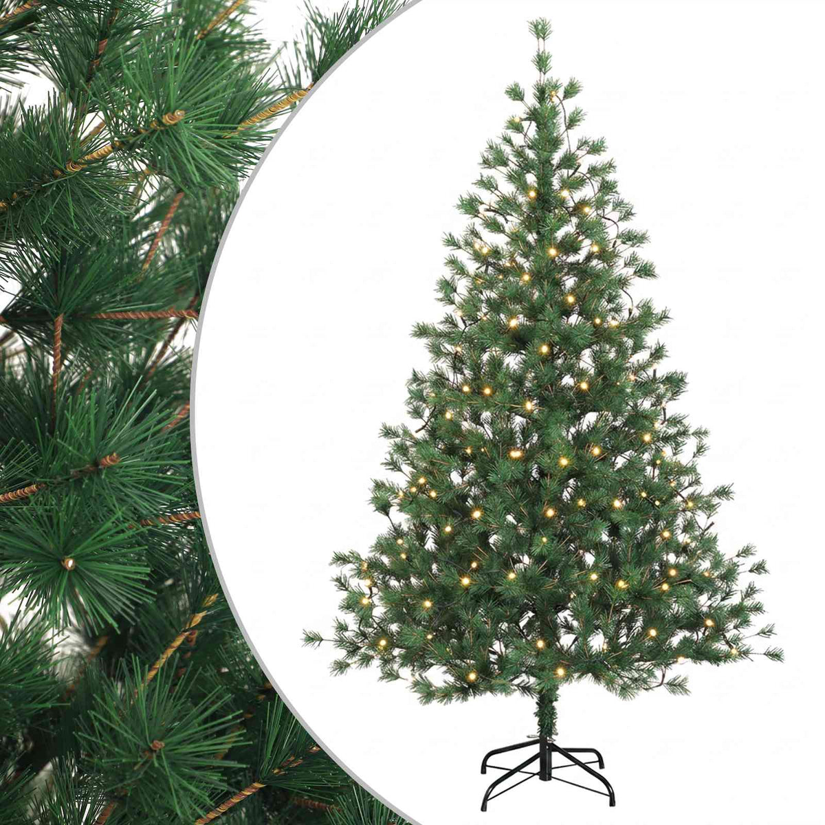 vidaXL Artificial Hinged Christmas Tree 240 cm 300 LEDs Warm White 2