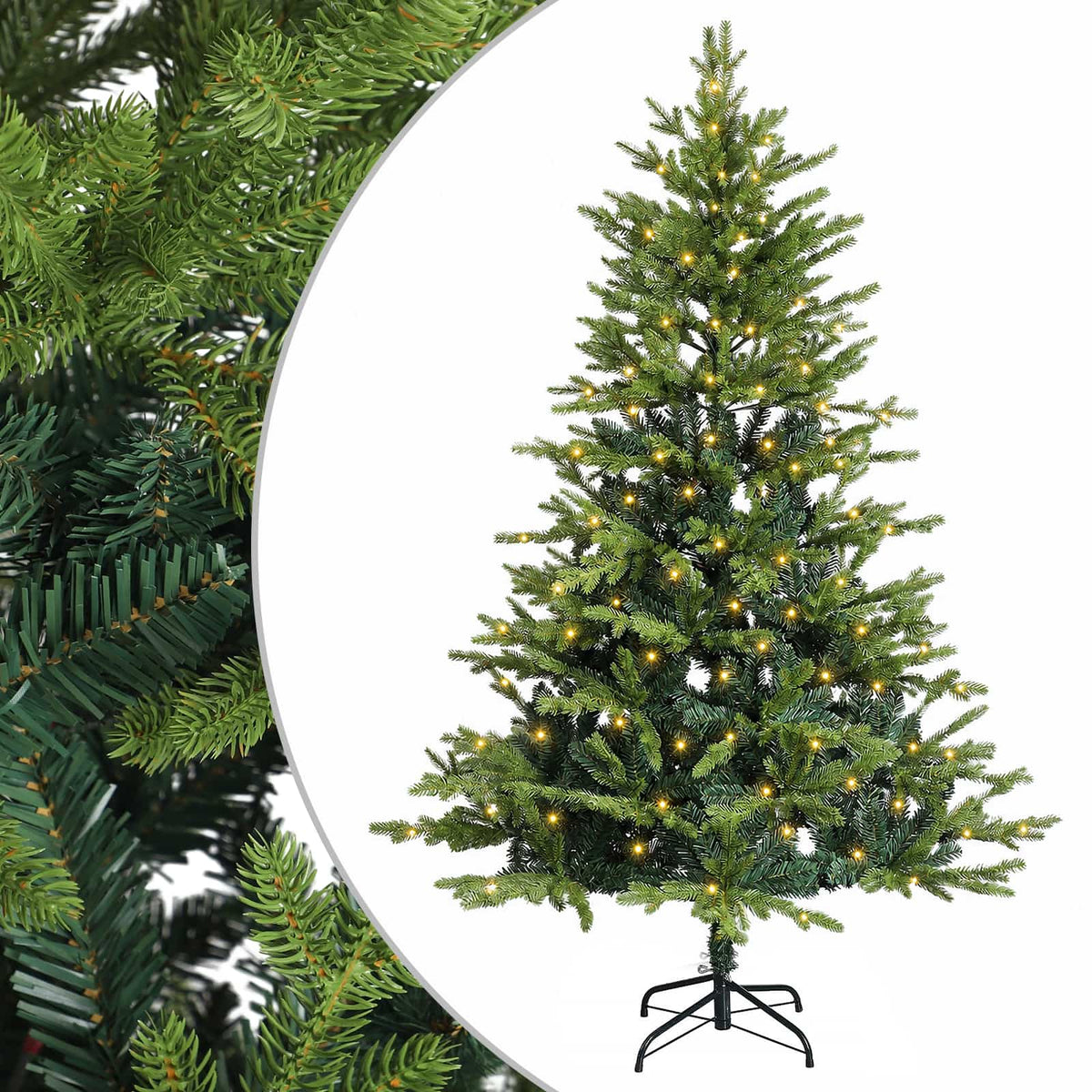 Artificial Christmas Tree with Bauble 300 LEDs Green Height 240 cm with LEDs