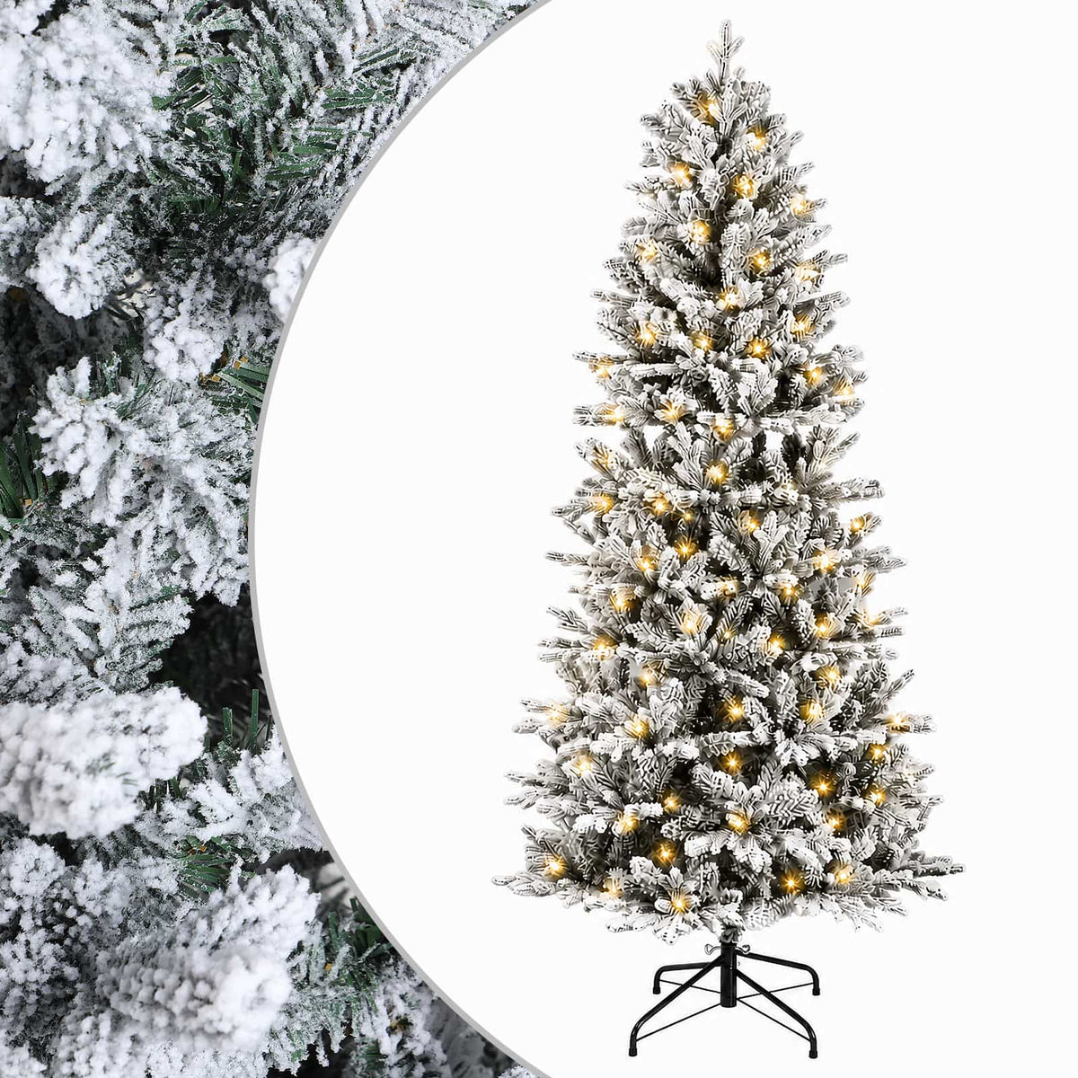 vidaXL Artificial Hinged Christmas Tree 240 cm 300 LEDs Warm White 2
