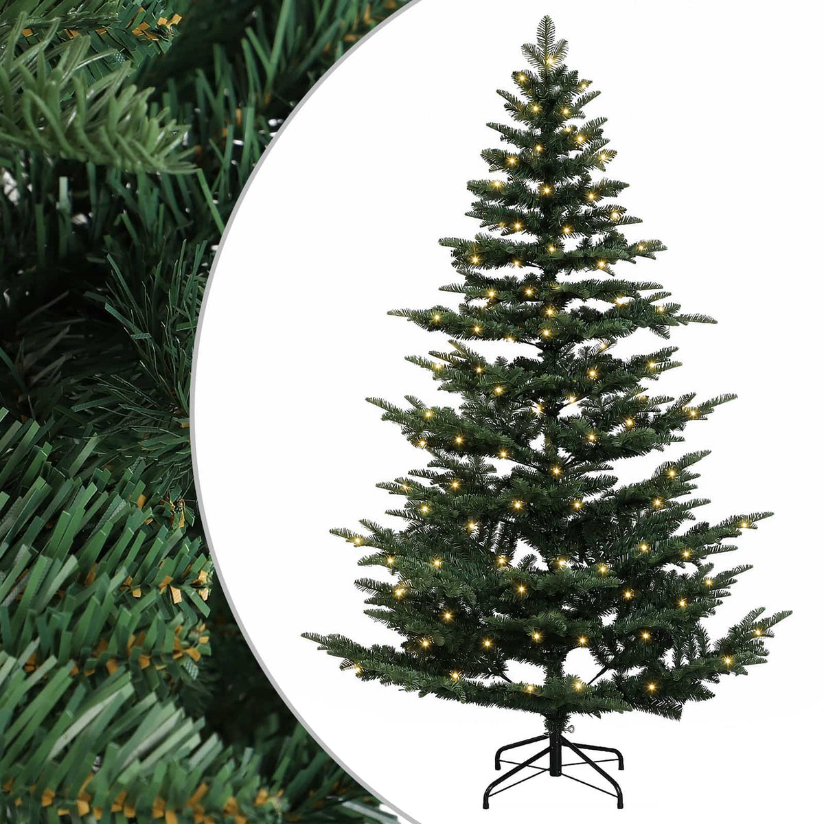 Artificial Christmas Tree with Bauble 300 LEDs Green Height 240 cm with LEDs