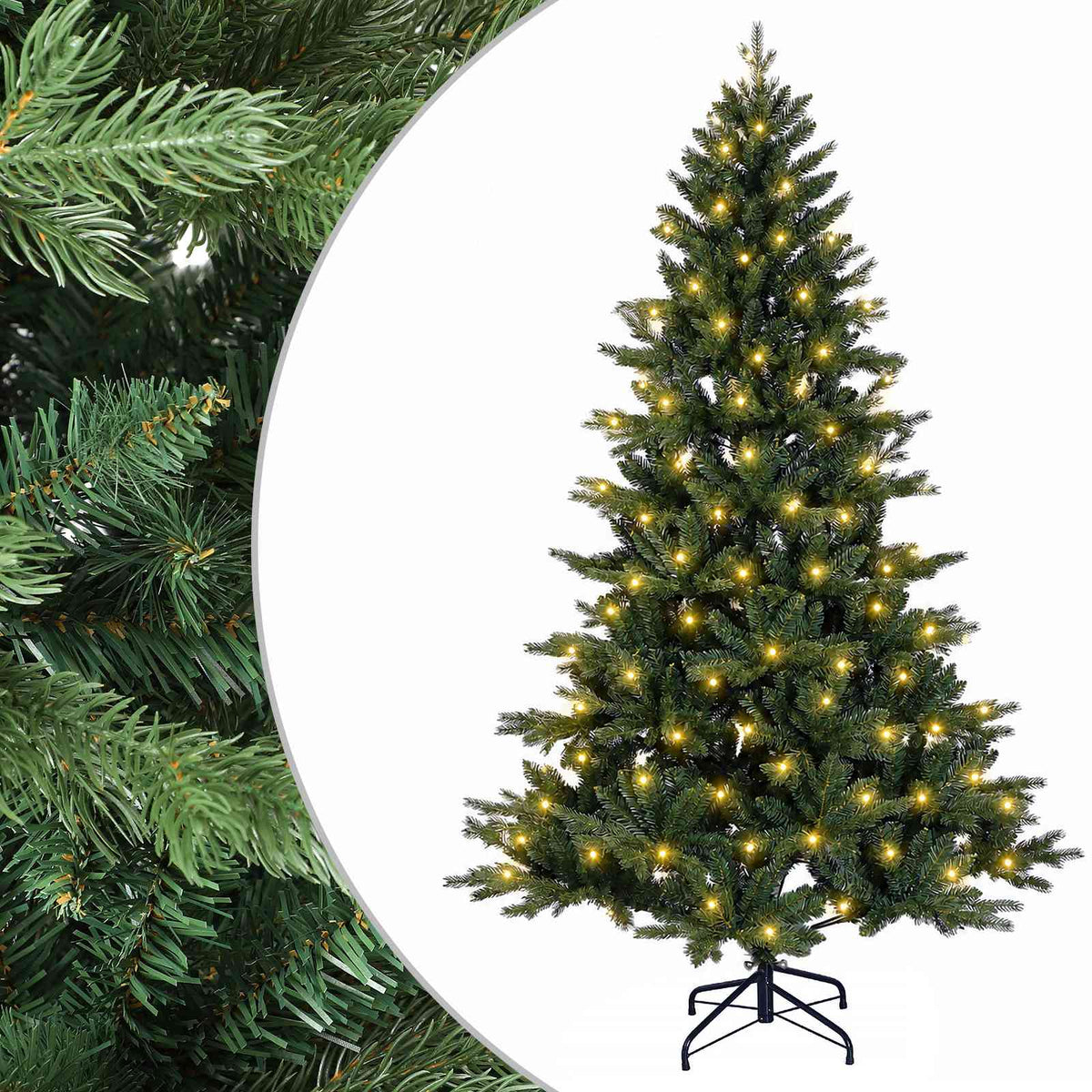 Artificial Christmas Tree with Bauble 300 LEDs Height 240 cm with LEDs
