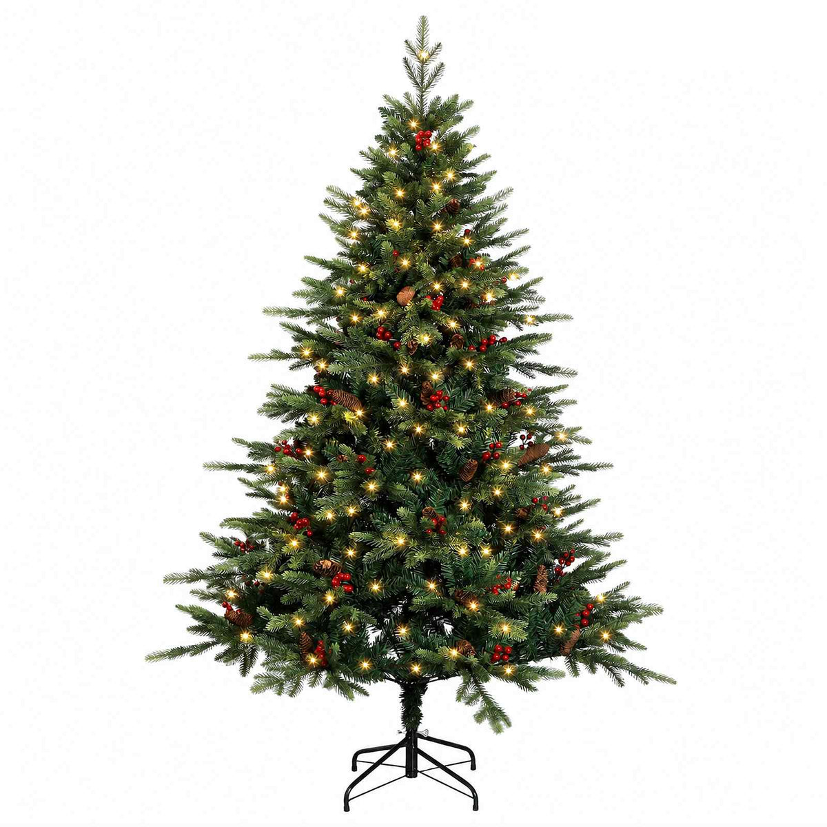 Artificial Christmas Tree with Bauble 300 LEDs Green 180 cm with LEDs