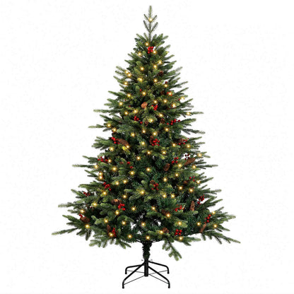 vidaXL Artificial Hinged Christmas Tree 210 cm 300 LEDs Warm White 4