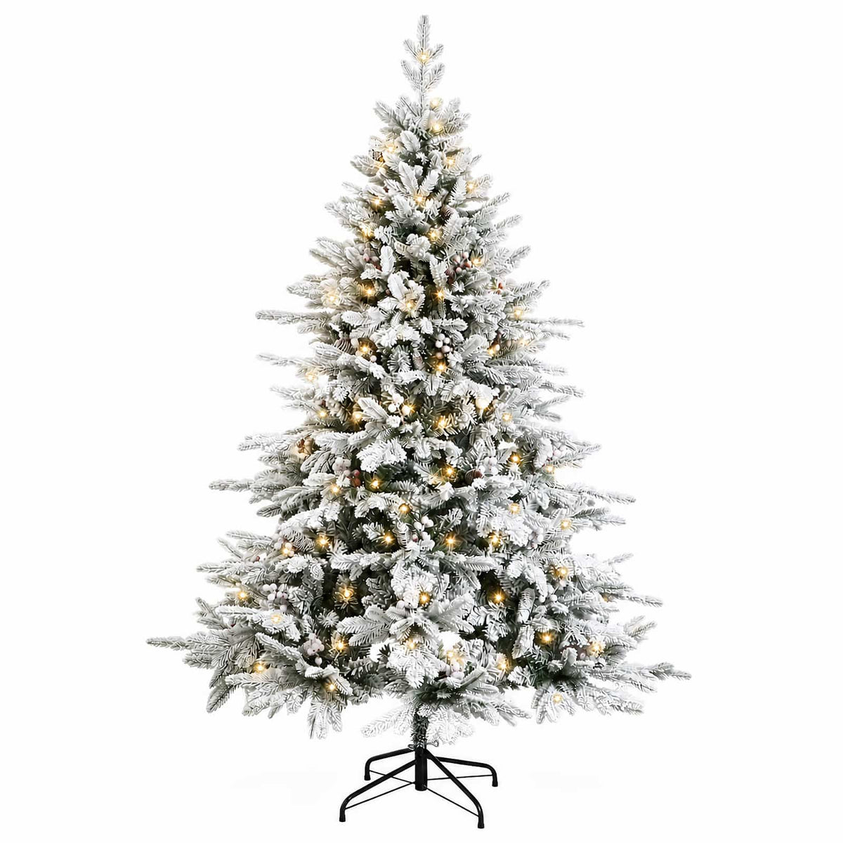 vidaXL Artificial Hinged Christmas Tree 210 cm 300 LEDs Warm White 4