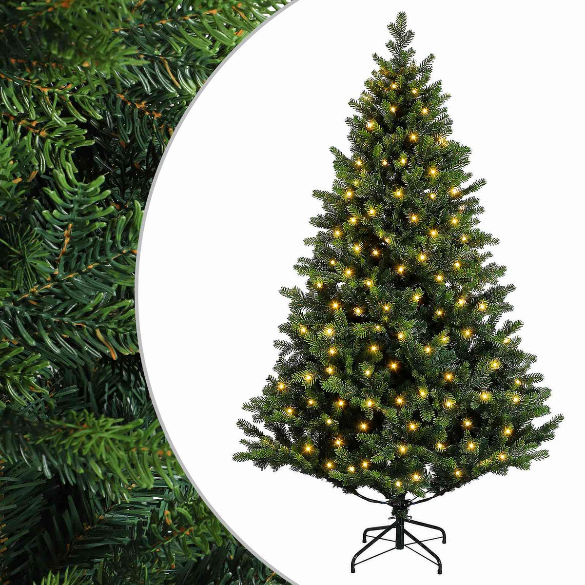 Artificial Christmas Tree with Bauble 300 LEDs Green 210 cm with LEDs