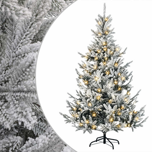 Artificial Christmas Tree with Bauble 300 LEDs Green and white 240 cm with LEDs