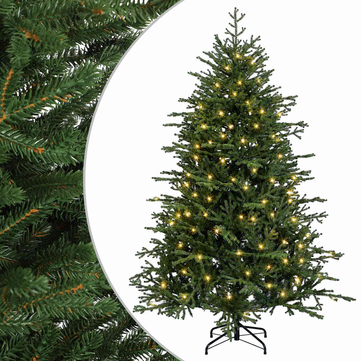 vidaXL Artificial Hinged Christmas Tree 240 cm 300 LEDs Warm White 2