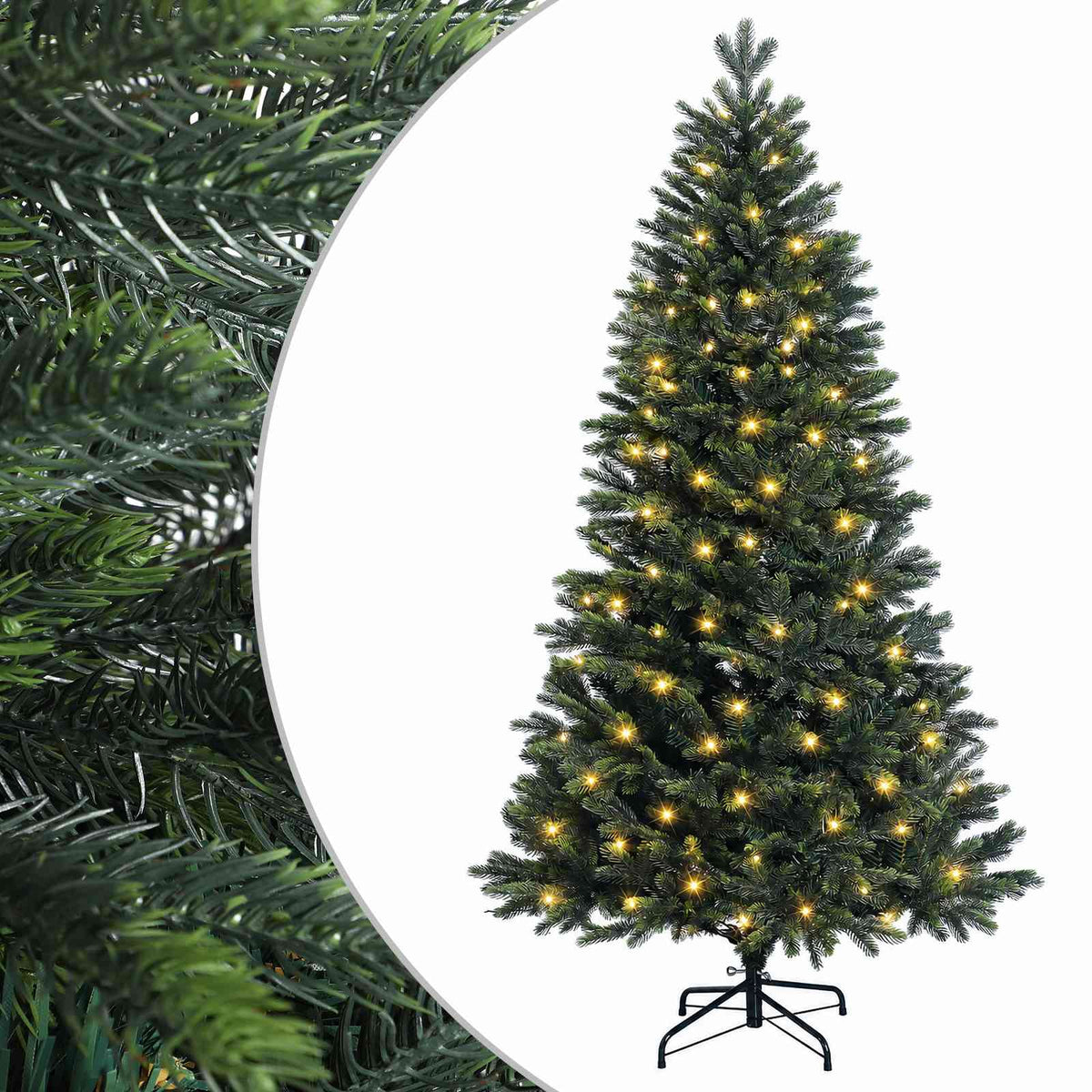 vidaXL Artificial Hinged Christmas Tree 240 cm 300 LEDs Warm White 2