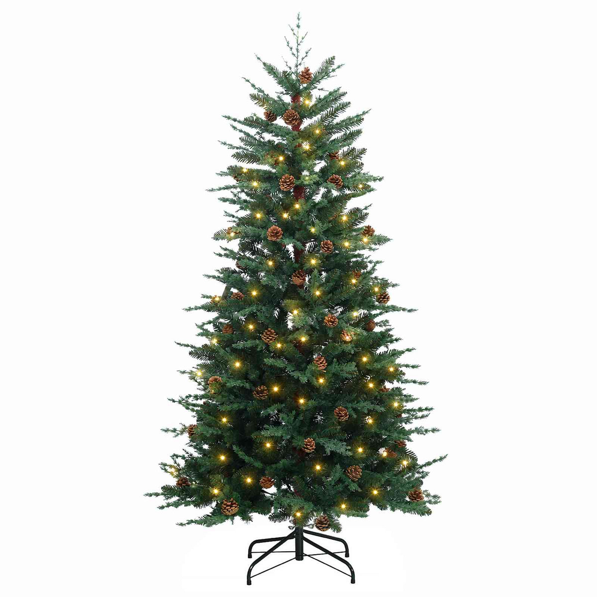 Artificial Hinged Christmas Tree 150 LEDs Warm White Green 180 cm with LEDs