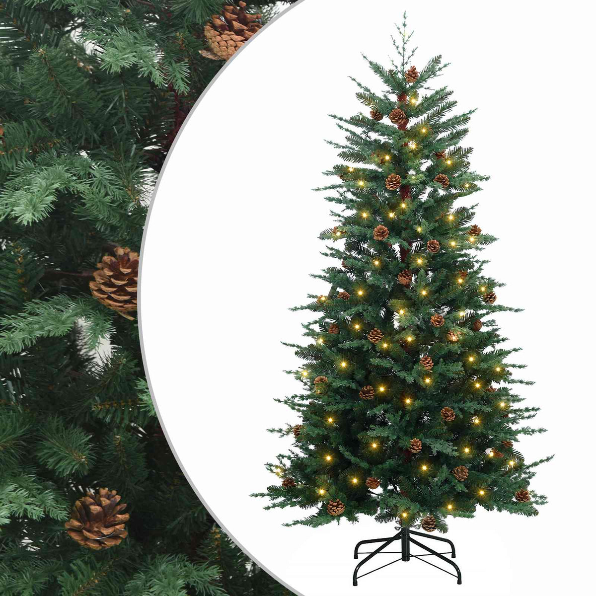 vidaXL Artificial Hinged Christmas Tree 240 cm 300 LEDs Warm White 2