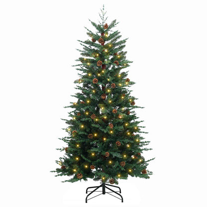 vidaXL Artificial Hinged Christmas Tree 240 cm 300 LEDs Warm White 4