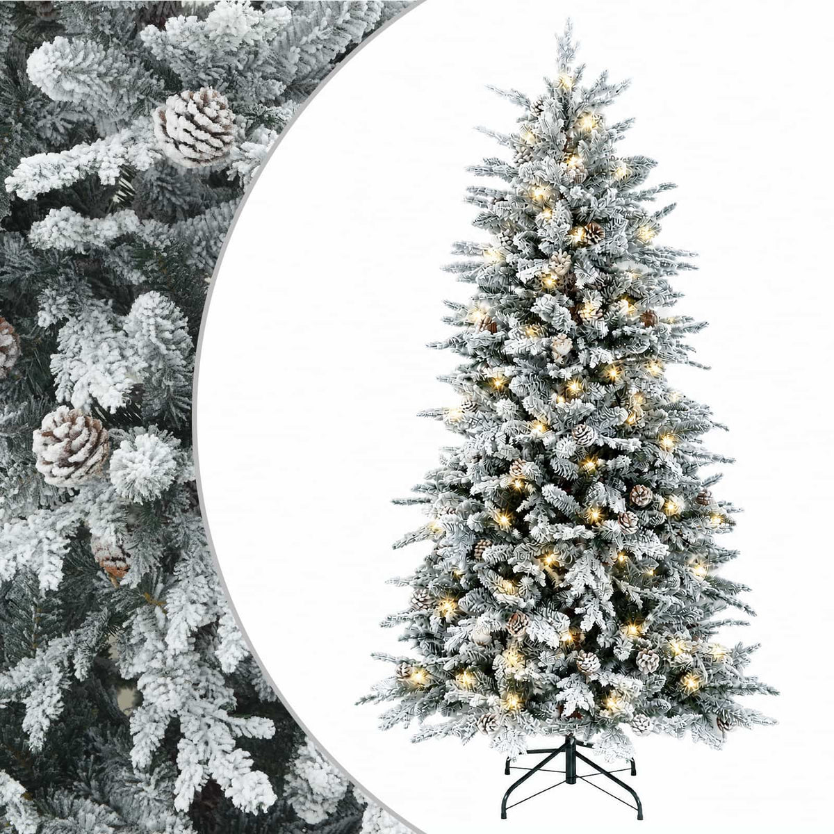 vidaXL Artificial Hinged Christmas Tree 240 cm 300 LEDs Warm White 2
