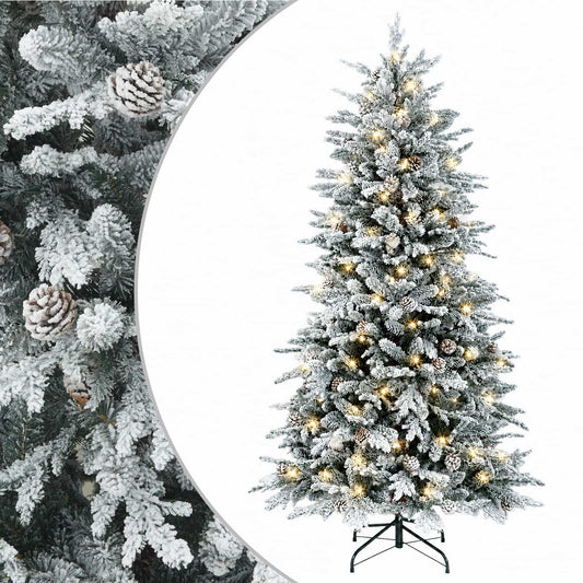 vidaXL Artificial Hinged Christmas Tree 240 cm 300 LEDs Warm White 2