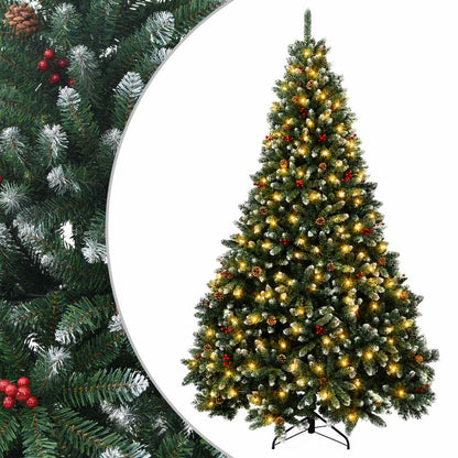 Artificial Christmas Tree Green with Bauble 210 cm 300 LEDs Green with Frosted Tips Ø 138 x 210 cm with 300 LEDs