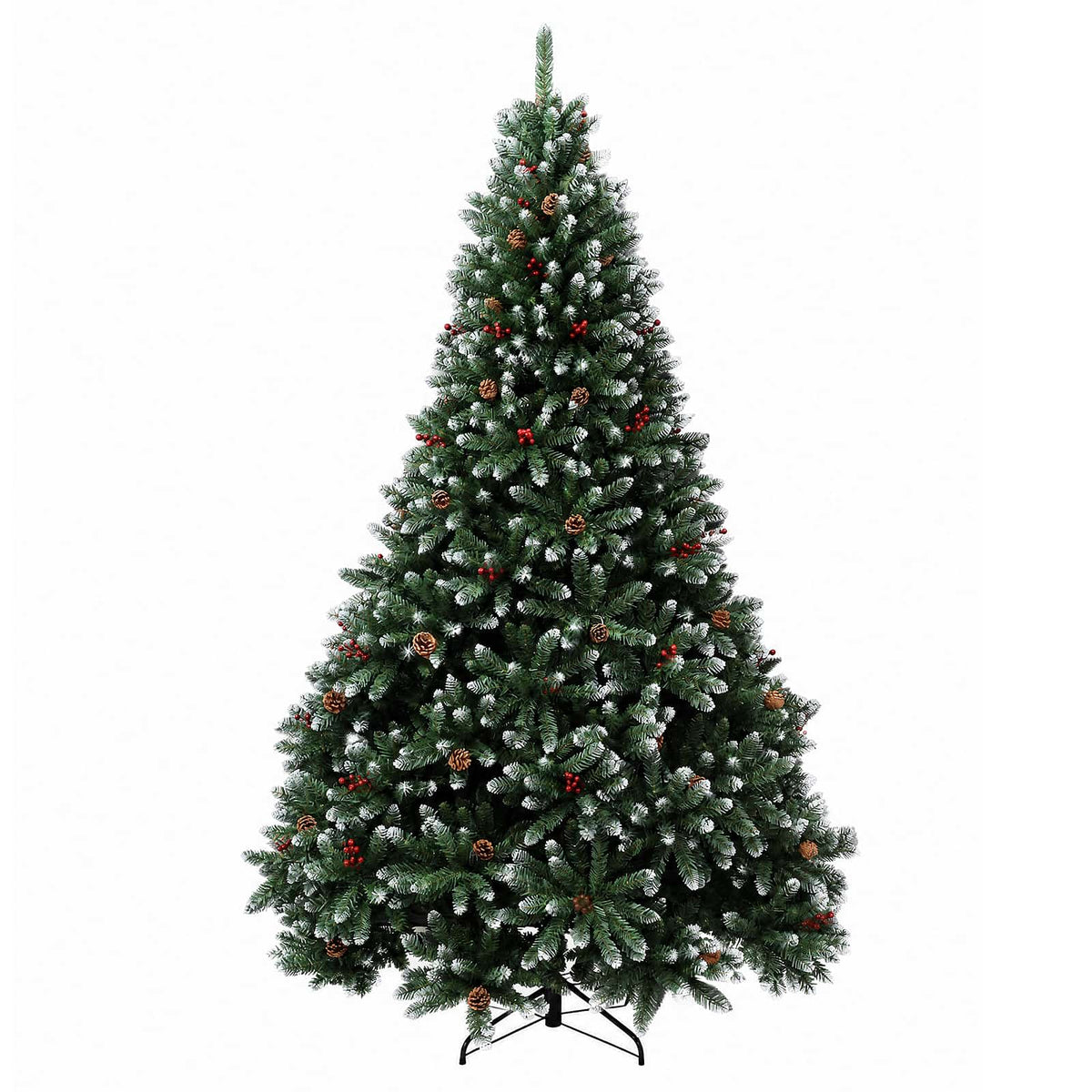 Artificial Christmas Tree Green with Bauble 210 cm 300 LEDs Green with Frosted Tips Ø 138 x 210 cm with 300 LEDs
