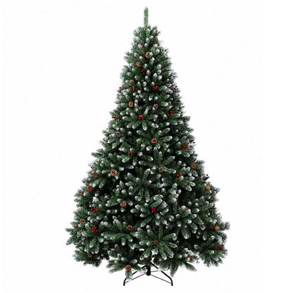 Artificial Christmas Tree Green with Bauble 210 cm 300 LEDs Green with Frosted Tips Ø 138 x 210 cm with 300 LEDs