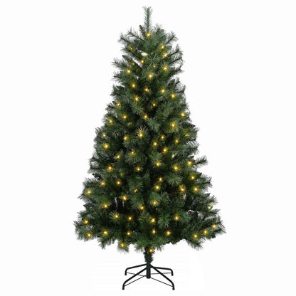 Artificial Hinged Christmas Tree with Baubles 150 LEDs Green 180 cm with LEDs