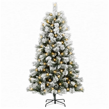 vidaXL Artificial Hinged Christmas Tree 210 cm 300 LEDs Warm White 4