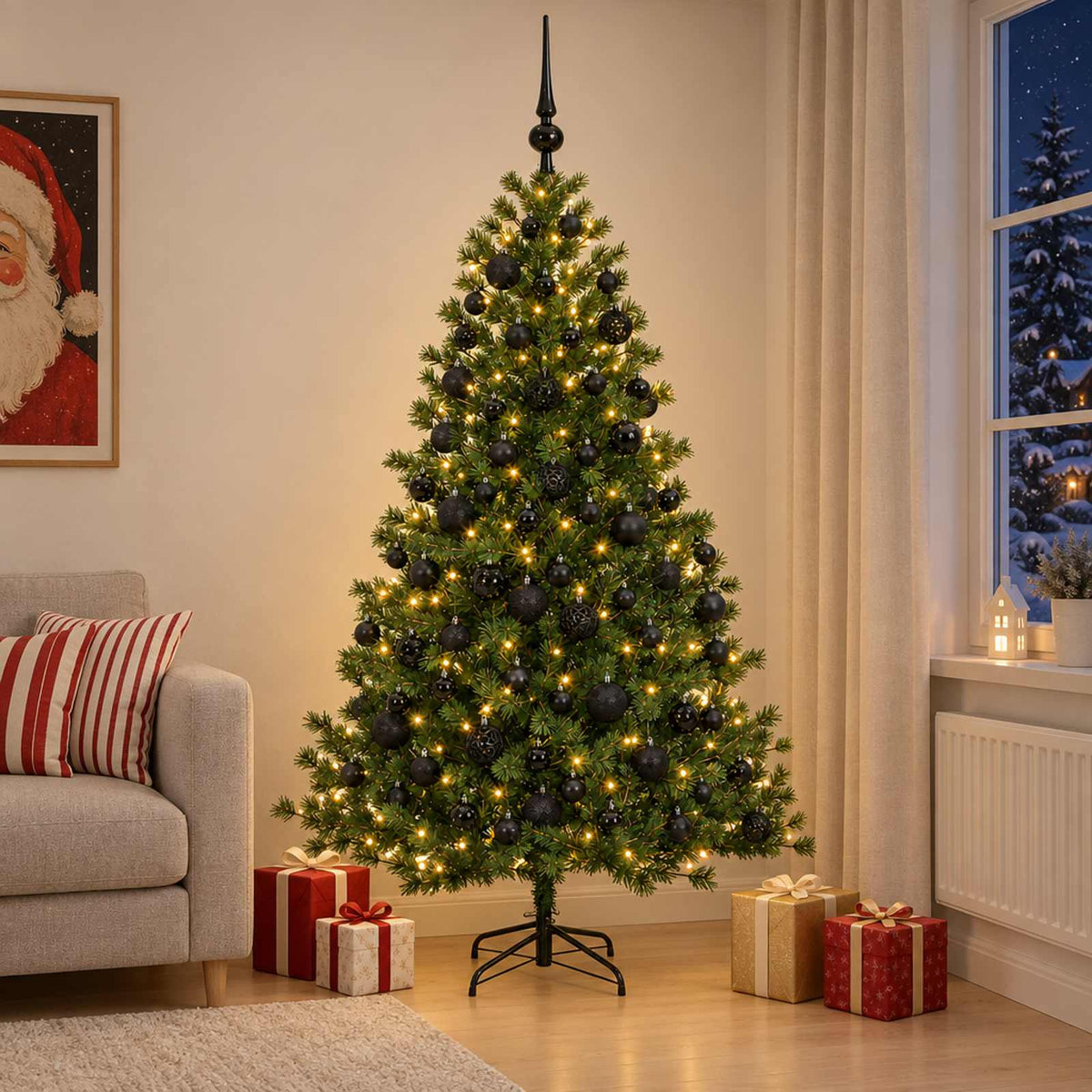 vidaXL Artificial Christmas Tree with Bauble 240 cm 300 LEDs 3