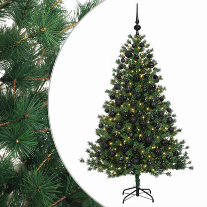 Artificial Christmas Tree with Bauble 300 LEDs Height 180 cm with LEDs & black balls