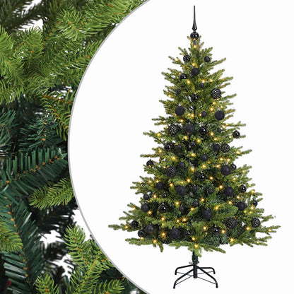 Artificial Christmas Tree with Bauble 300 LEDs Green Height 240 cm with LEDs & black balls