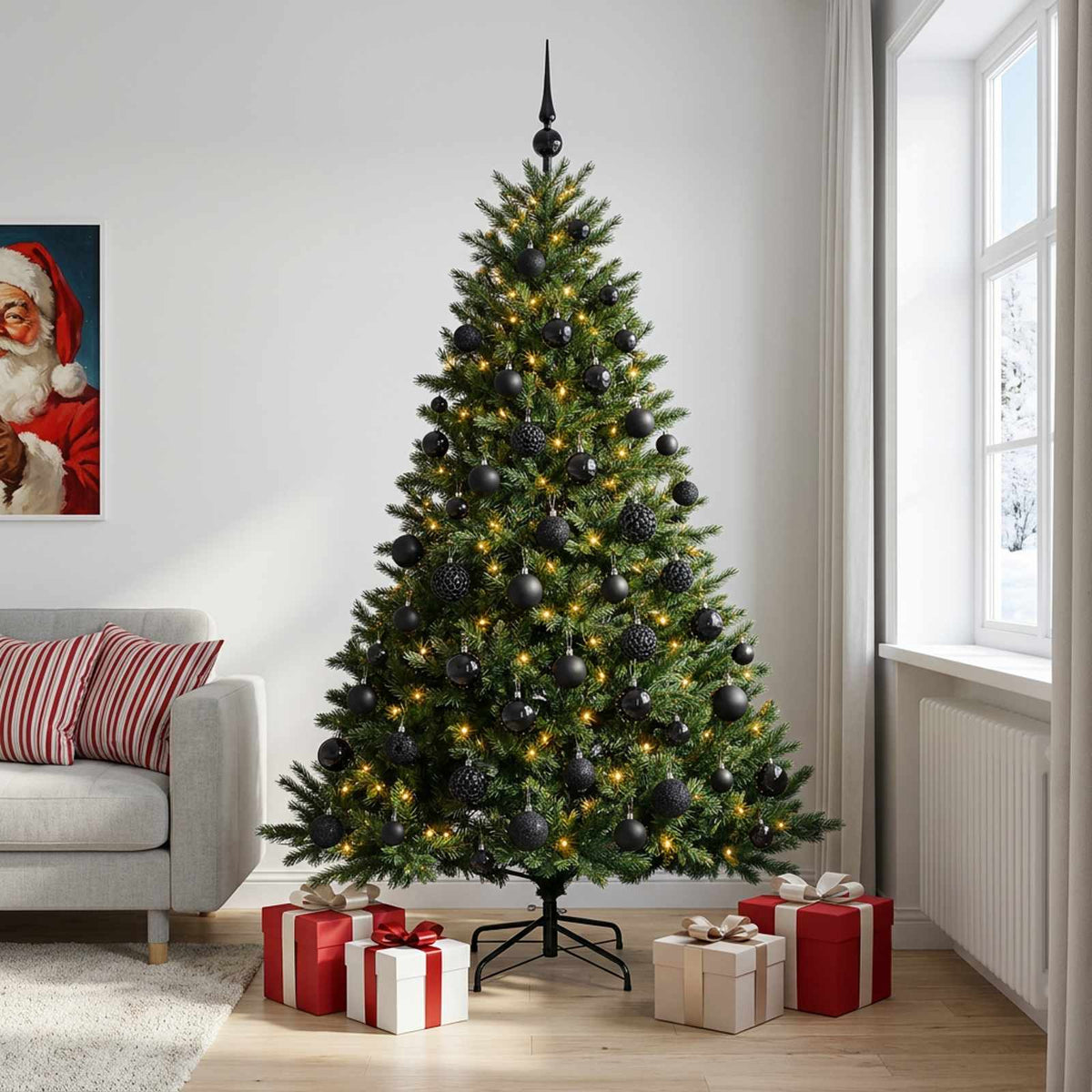 vidaXL Artificial Christmas Tree with Bauble 240 cm 300 LEDs 1