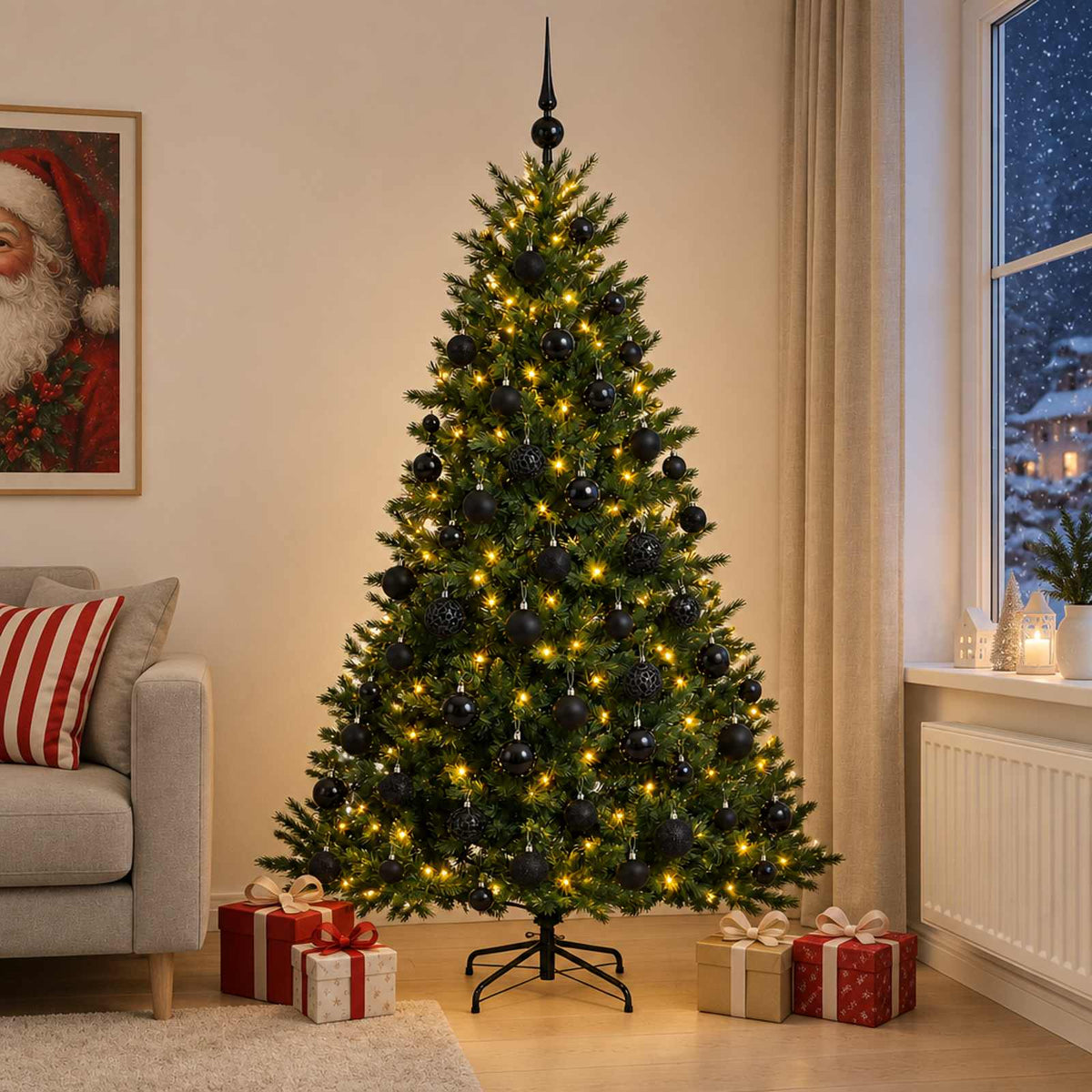 vidaXL Artificial Christmas Tree with Bauble 240 cm 300 LEDs 3