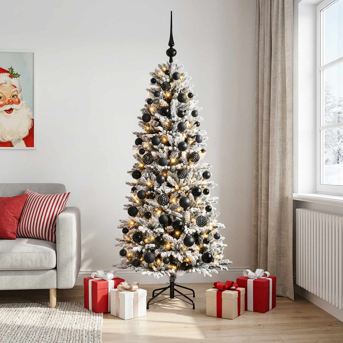 vidaXL Artificial Christmas Tree with Bauble 240 cm 300 LEDs 1