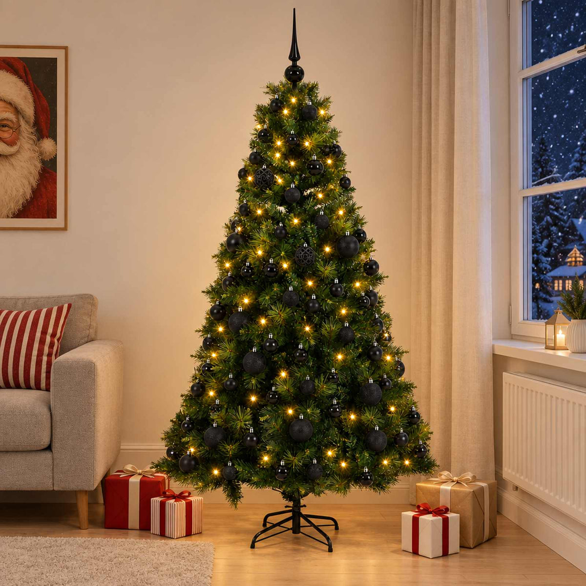 vidaXL Artificial Christmas Tree with Bauble 240 cm 300 LEDs 3