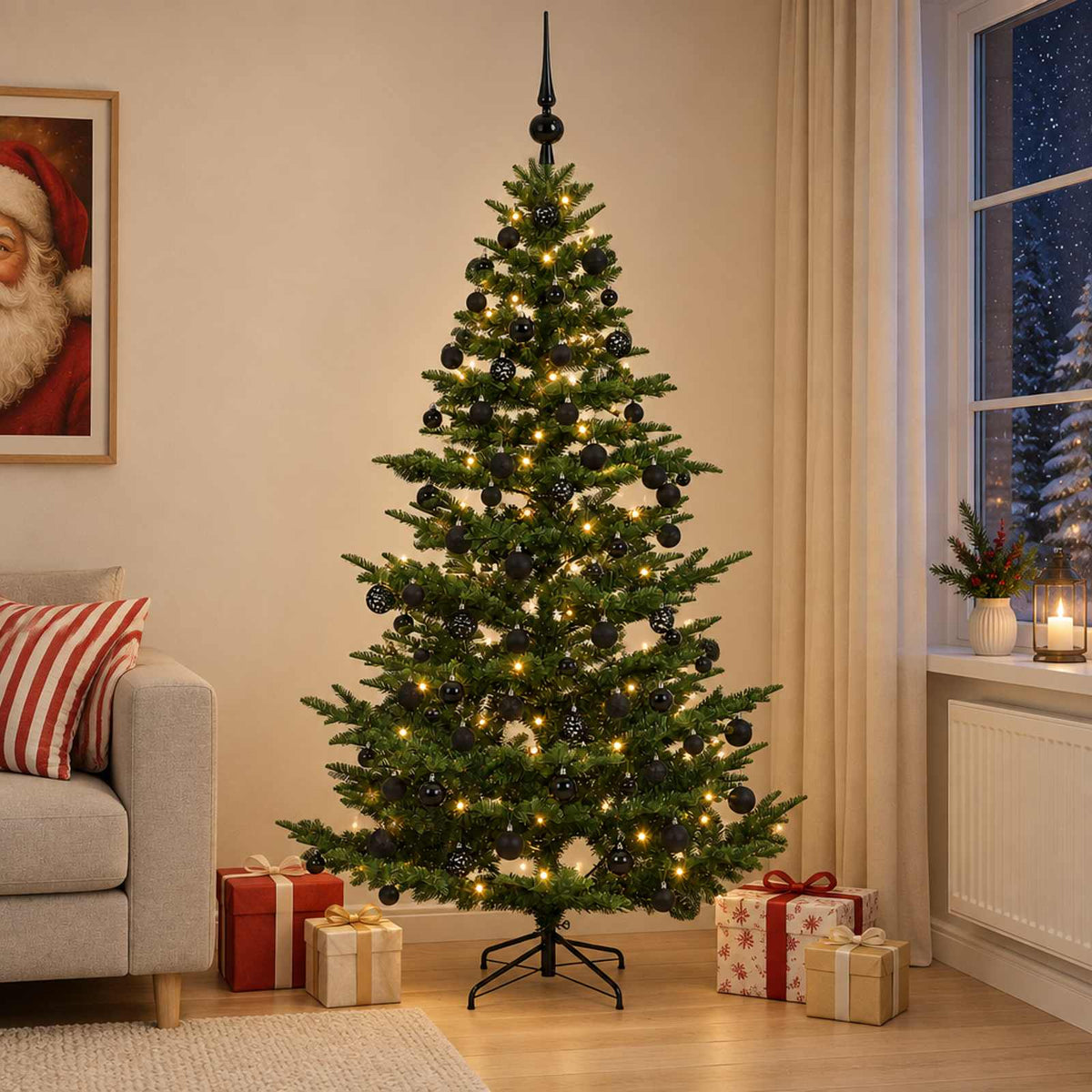 vidaXL Artificial Christmas Tree with Bauble 240 cm 300 LEDs 3