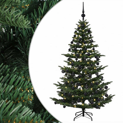 Artificial Christmas Tree with Bauble 300 LEDs Green Height 240 cm with LEDs & black balls