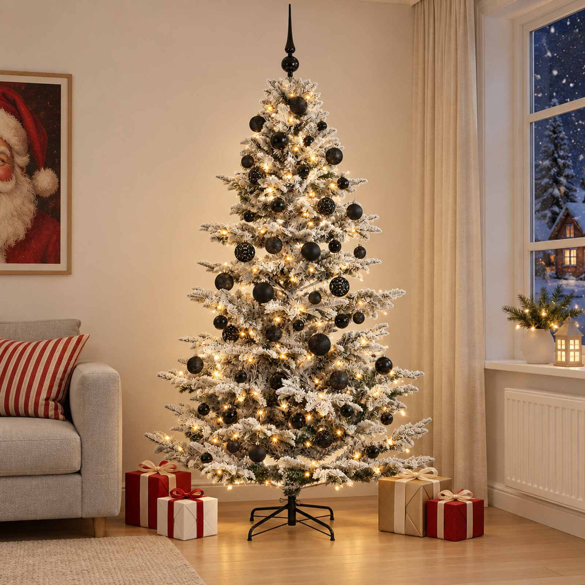 vidaXL Artificial Christmas Tree with Bauble 210 cm 300 LEDs 3