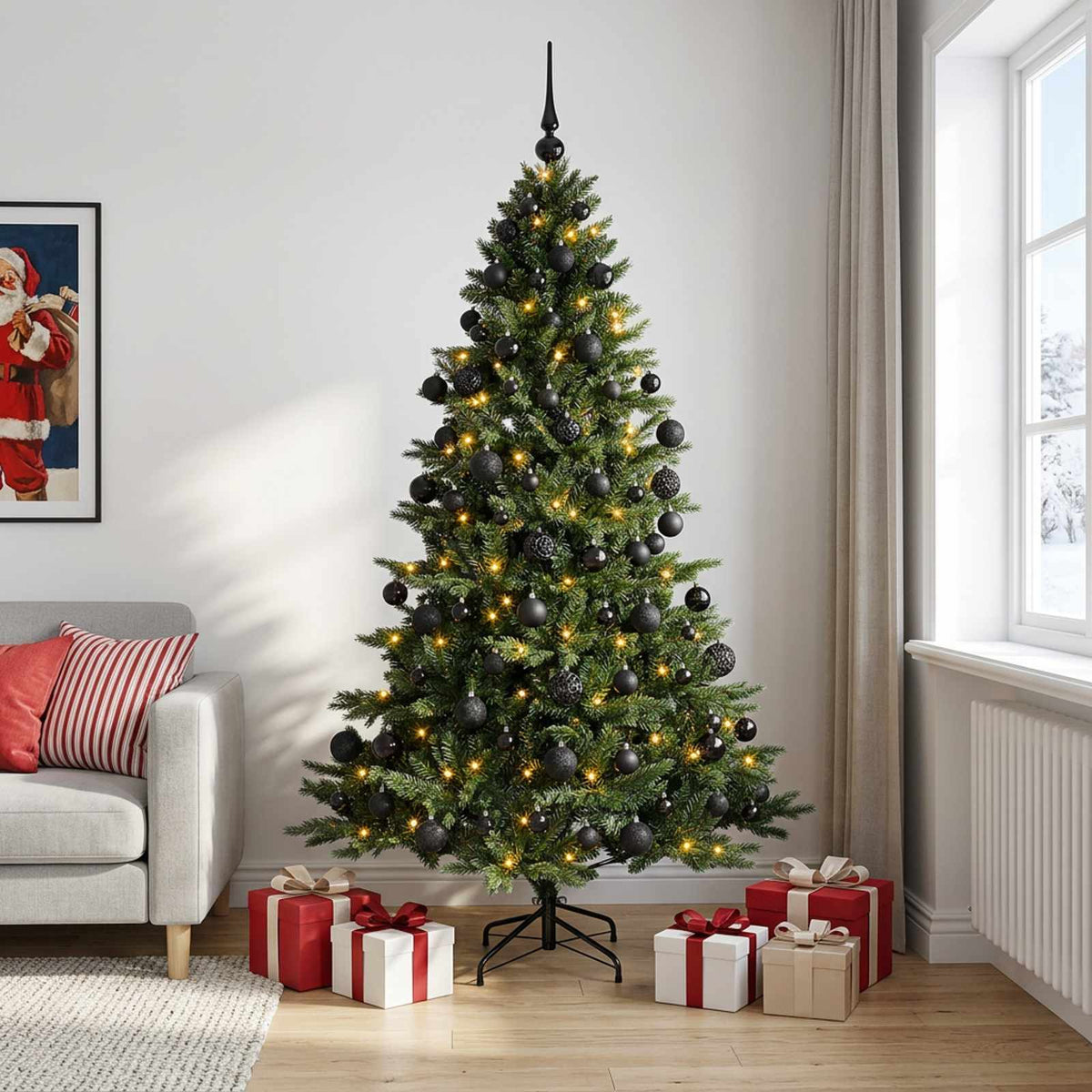 vidaXL Artificial Christmas Tree with Bauble 240 cm 300 LEDs 1