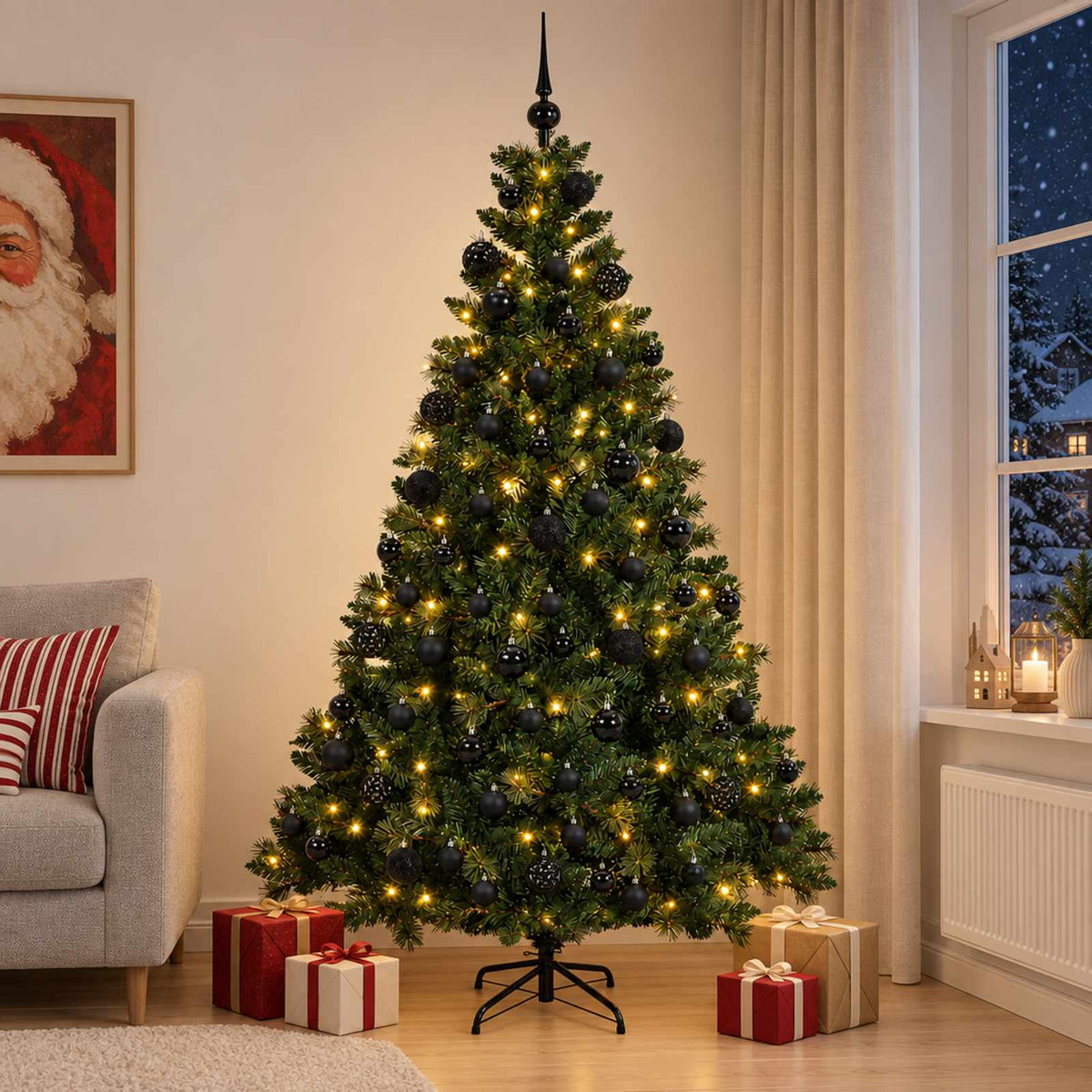 vidaXL Artificial Christmas Tree with Bauble 240 cm 300 LEDs 1