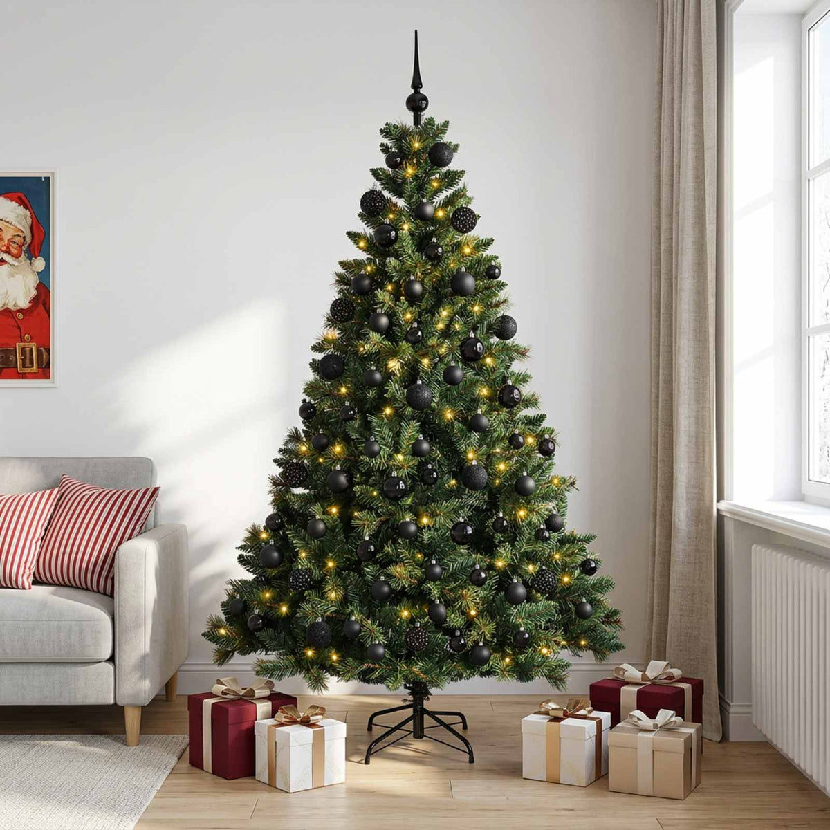vidaXL Artificial Christmas Tree with Bauble 240 cm 300 LEDs 3