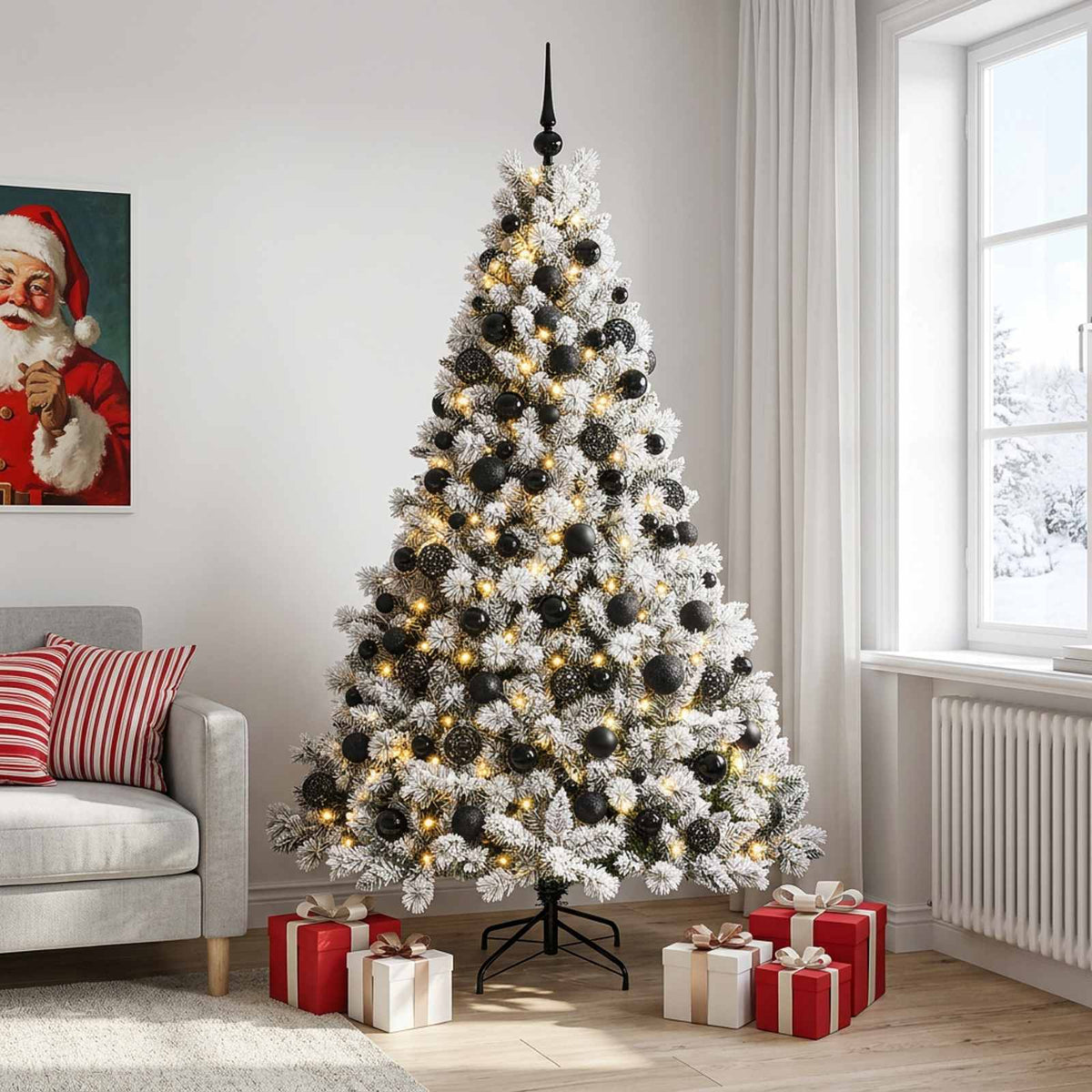 vidaXL Artificial Christmas Tree with Bauble 240 cm 300 LEDs 1