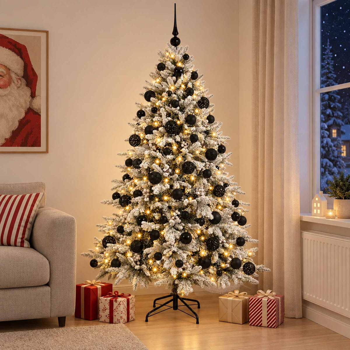vidaXL Artificial Christmas Tree with Bauble 210 cm 300 LEDs 1