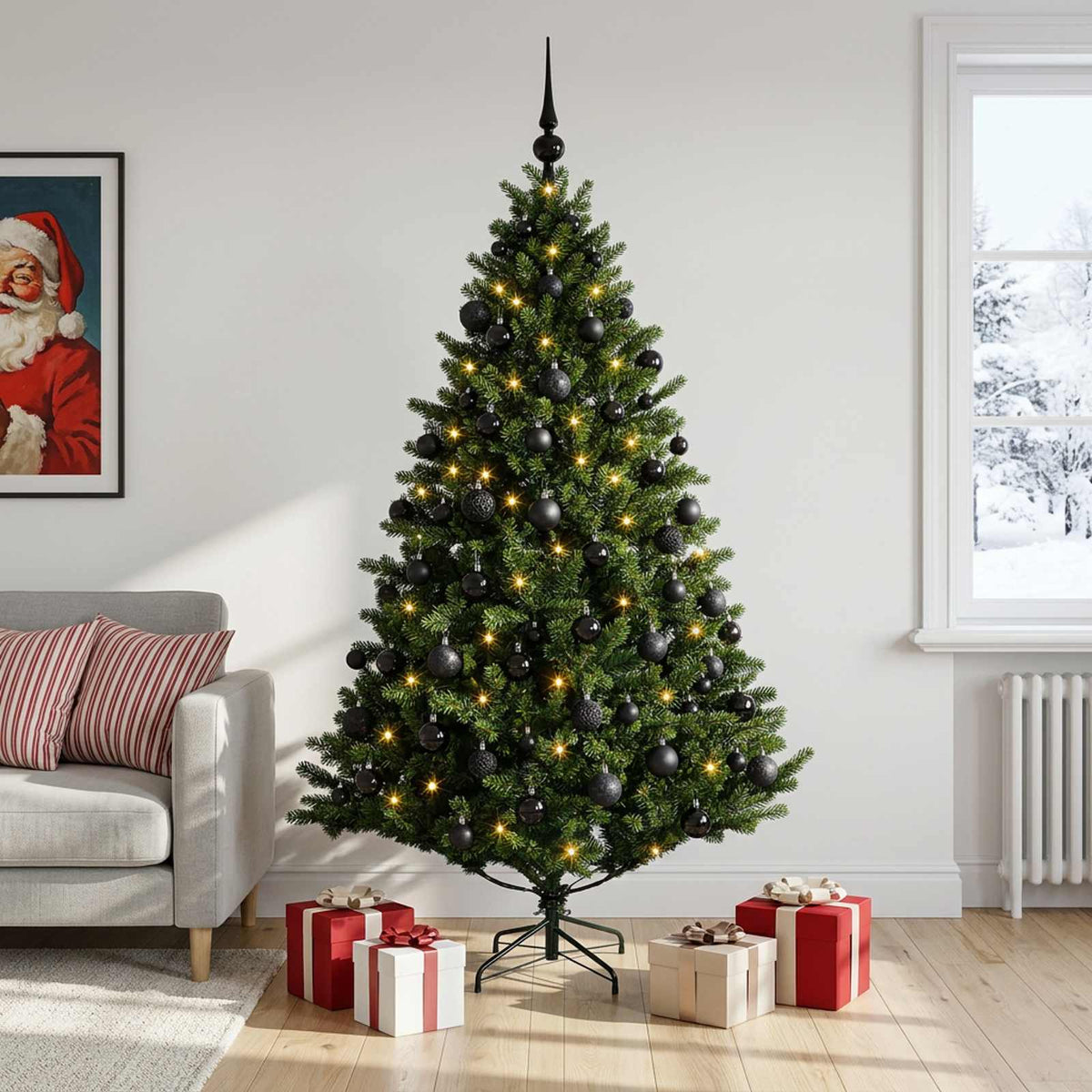 vidaXL Artificial Christmas Tree with Bauble 210 cm 300 LEDs 3