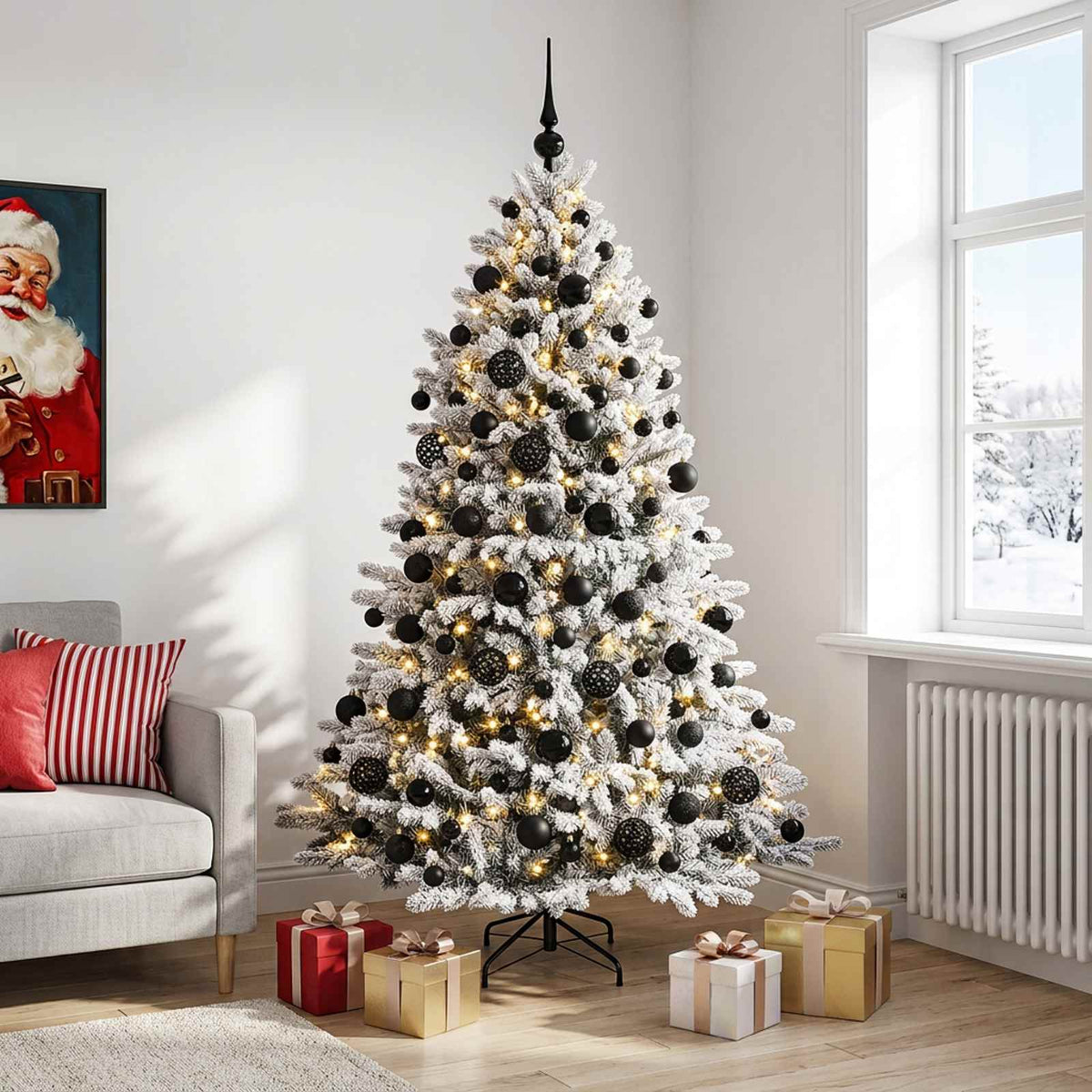 vidaXL Artificial Christmas Tree with Bauble 210 cm 300 LEDs 1
