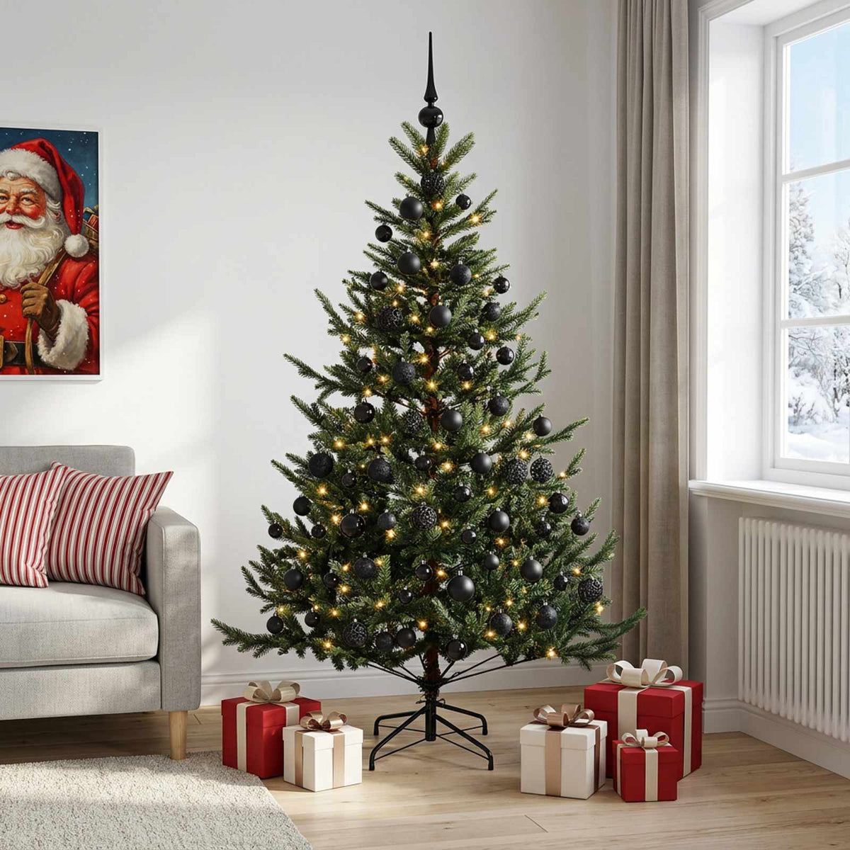 vidaXL Artificial Christmas Tree with Bauble 240 cm 300 LEDs 3