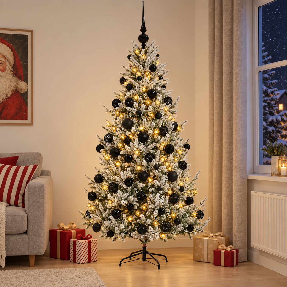 vidaXL Artificial Christmas Tree with Bauble 240 cm 300 LEDs 1