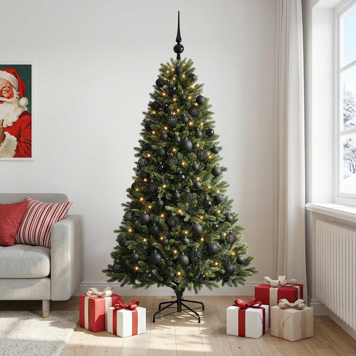 vidaXL Artificial Christmas Tree with Bauble 240 cm 300 LEDs 1