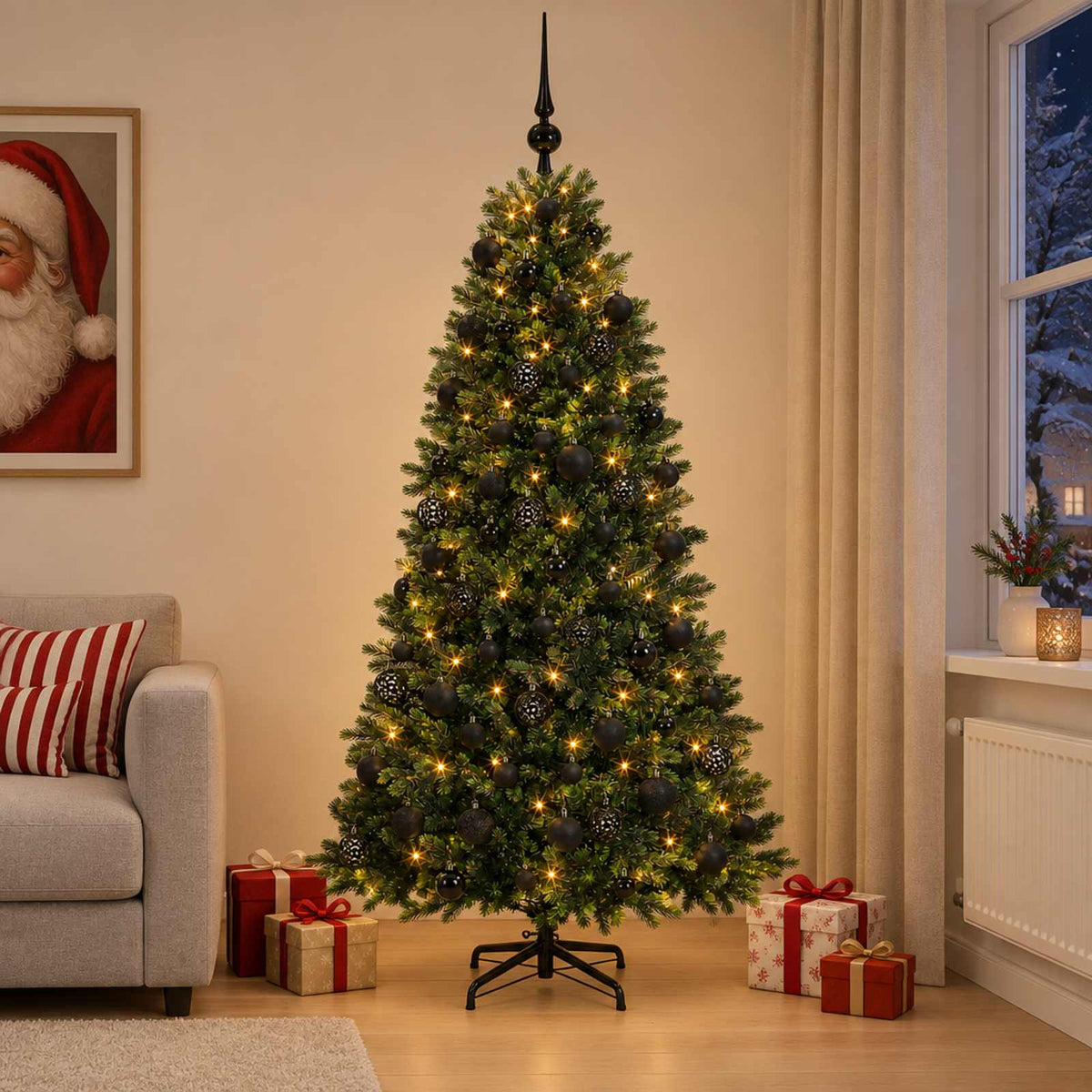 vidaXL Artificial Christmas Tree with Bauble 240 cm 300 LEDs 3