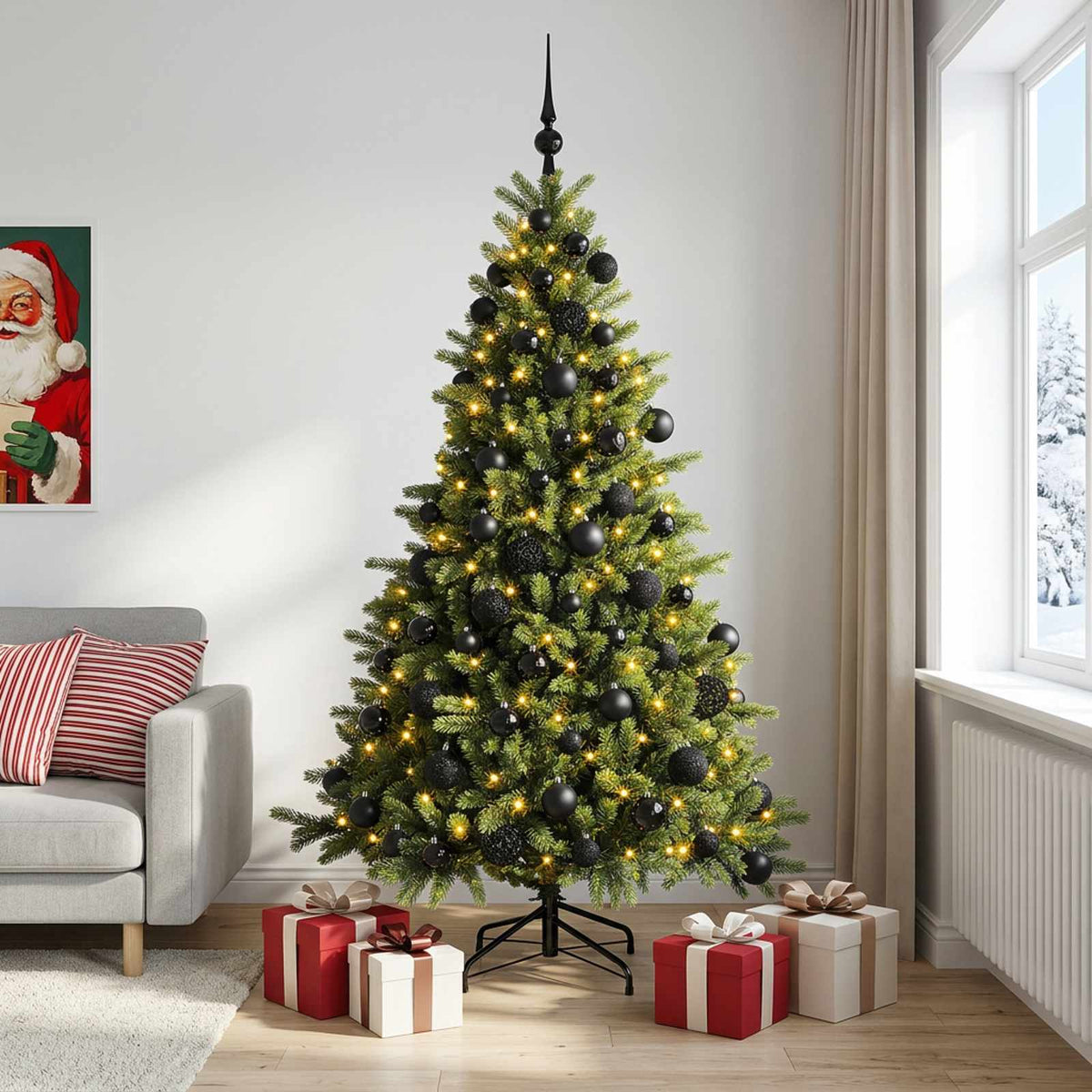 vidaXL Artificial Christmas Tree with Bauble 240 cm 300 LEDs 1