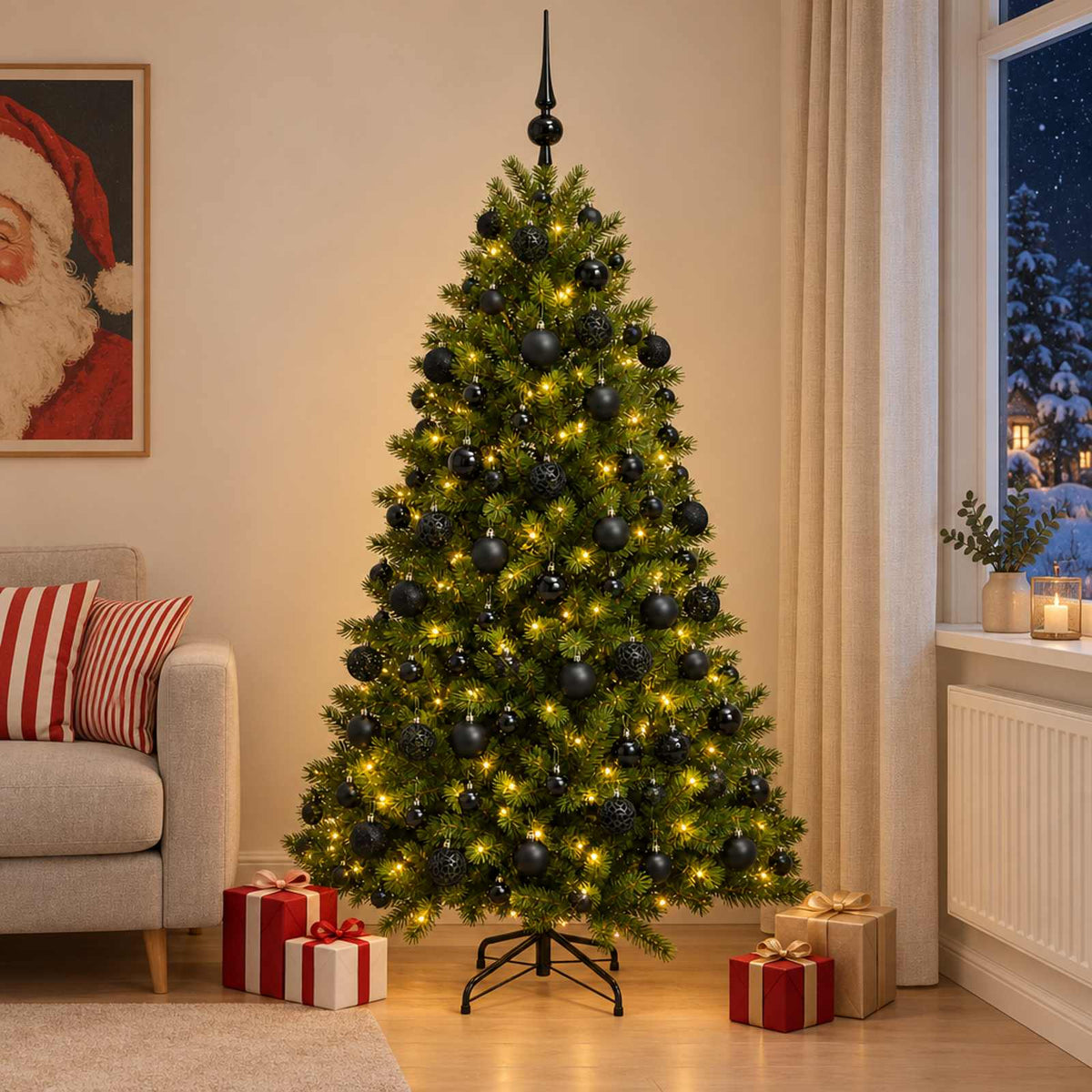 vidaXL Artificial Christmas Tree with Bauble 240 cm 300 LEDs 3