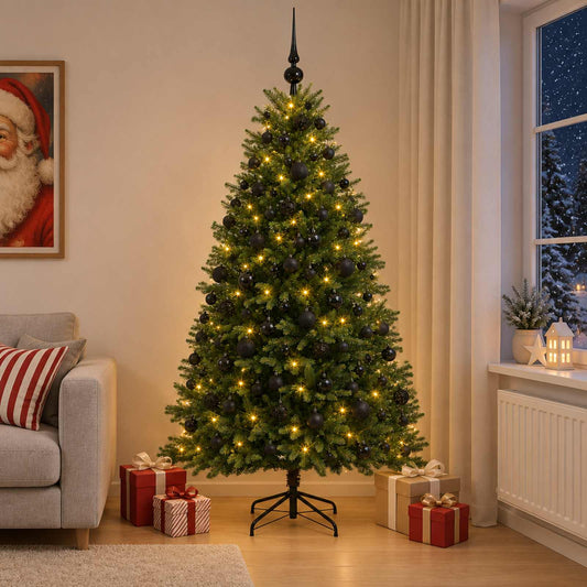 vidaXL Artificial Christmas Tree with Bauble 240 cm 300 LEDs 1