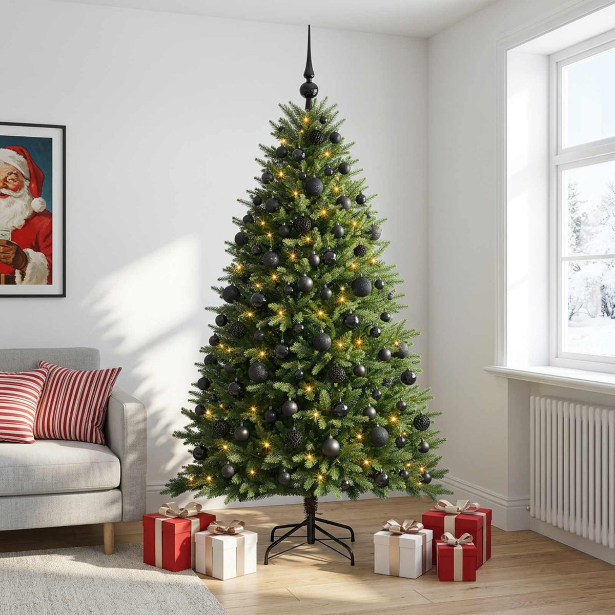 vidaXL Artificial Christmas Tree with Bauble 240 cm 300 LEDs 3