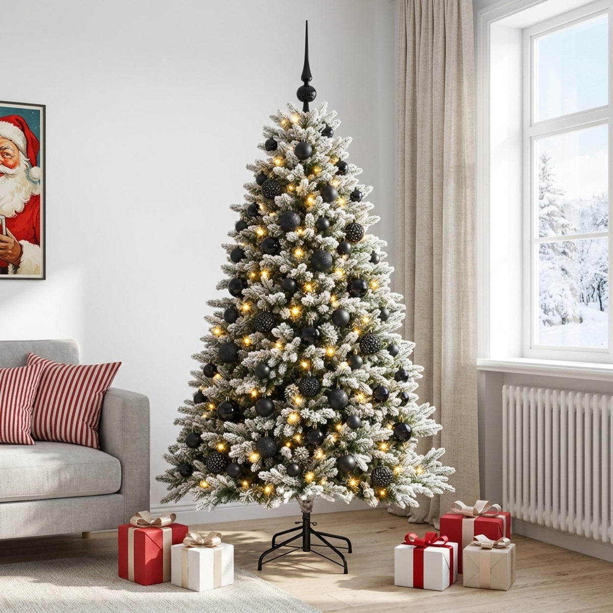 vidaXL Artificial Christmas Tree with Bauble 180 cm 300 LEDs 1