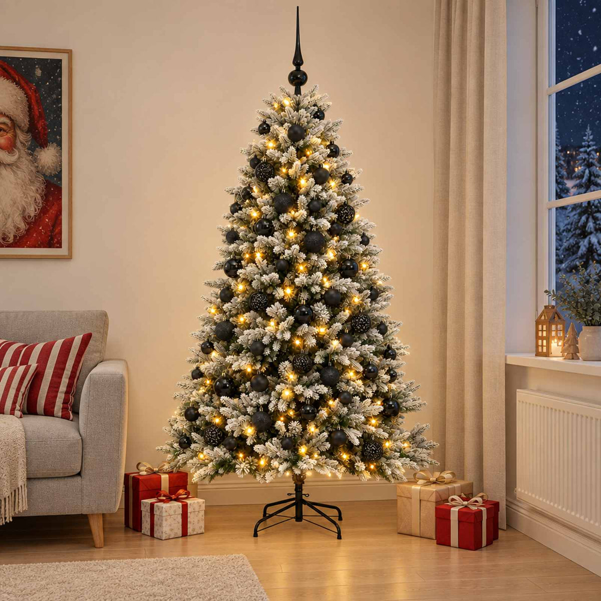vidaXL Artificial Christmas Tree with Bauble 180 cm 300 LEDs 3